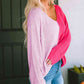 Contrast Color V-Neck Long Sleeve Pullover Sweater