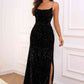 Sequin Backless Split Maxi Dress (BWM) T - Deals DejaVu