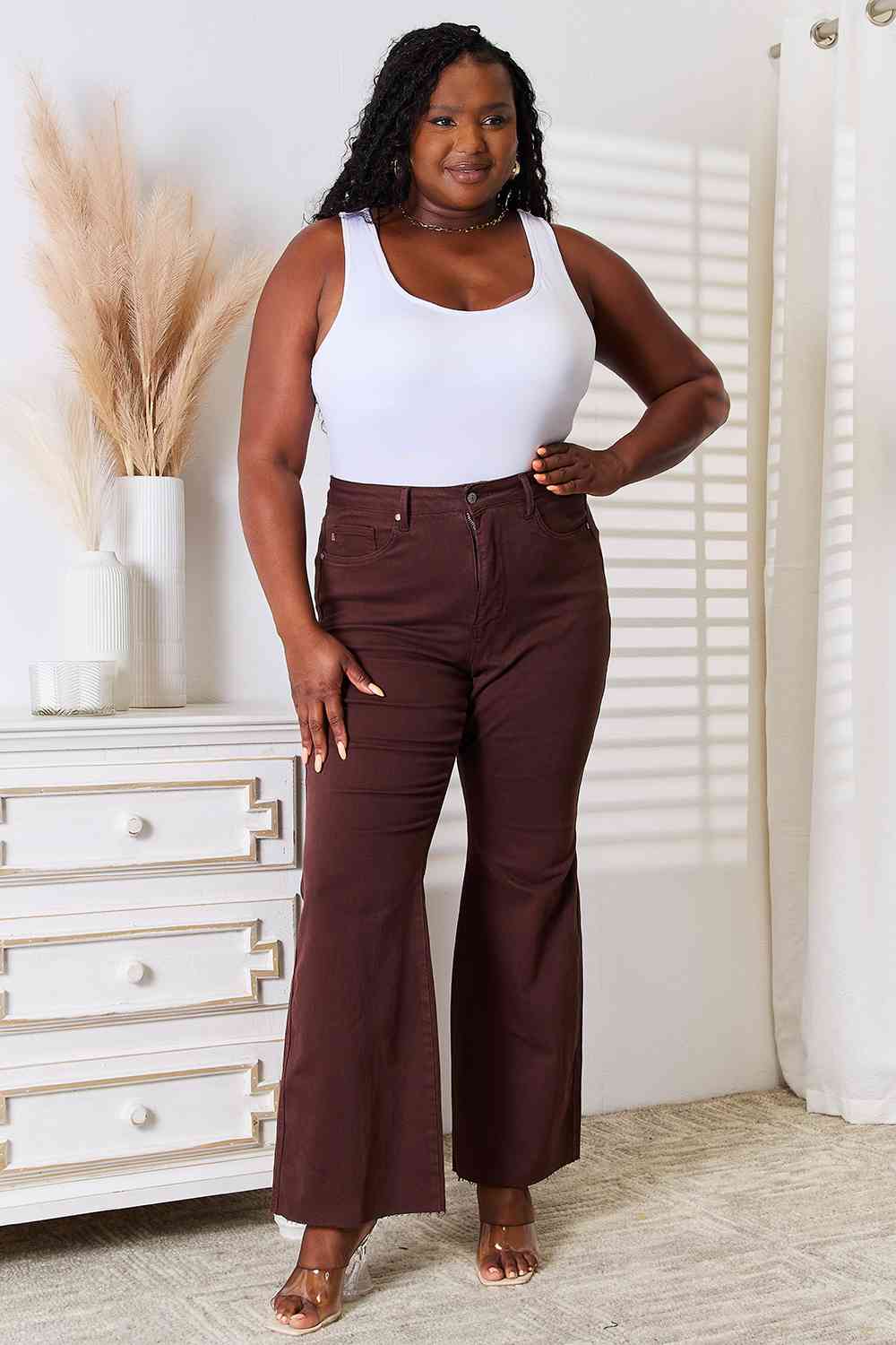 Judy Blue Full Size Tummy Control Garment Dyed Flare (BFD) T - Deals DejaVu