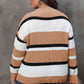 Plus Size Striped V-Neck Dropped Shoulder Sweater