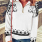 Zip-Up Mock Neck Dropped Shoulder Pullover Sweater