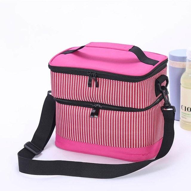 9L Double Layer Waterproof Warm / Cold Insulated Lunch Bag Bento Picnic Food Storage (2AK1)(1U61)