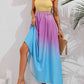 Color Block Tie Shoulder Smocked Maxi Dress (BWMT) T - Deals DejaVu