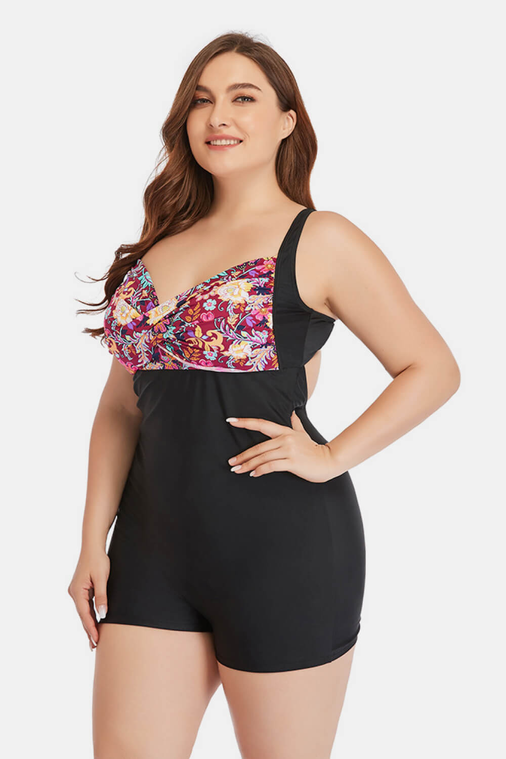 Plus Size Two-Tone One-Piece Swimsuit (TB10D) T - Deals DejaVu