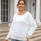 Round Neck Ribbed Trim Sweater - Deals DejaVu