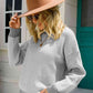 Chevron Ribbed Trim Dropped Shoulder Knit Pullover