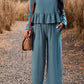 Round Neck Peplum Top and Pants Set