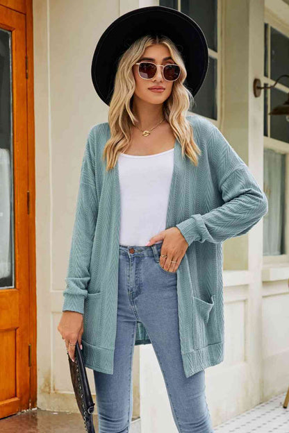 Long Sleeve Pocketed Cardigan - Deals DejaVu