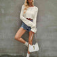 Round Neck Long Sleeve Cropped Sweater - Deals DejaVu
