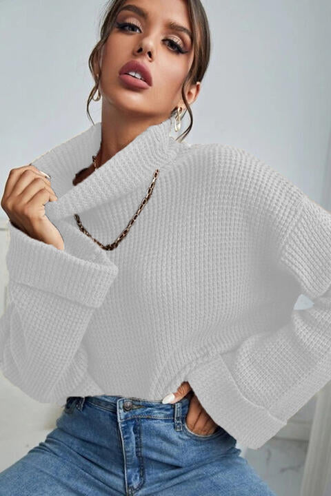 Turtleneck Long Sleeve Sweater - Deals DejaVu