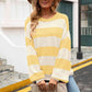 Striped Balloon Sleeve Knit Pullover - Deals DejaVu