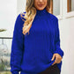 Cable-Knit Turtle Neck Long Sleeve Sweater - Deals DejaVu