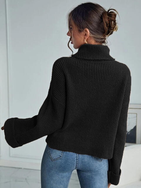 Turtleneck Long Sleeve Sweater - Deals DejaVu