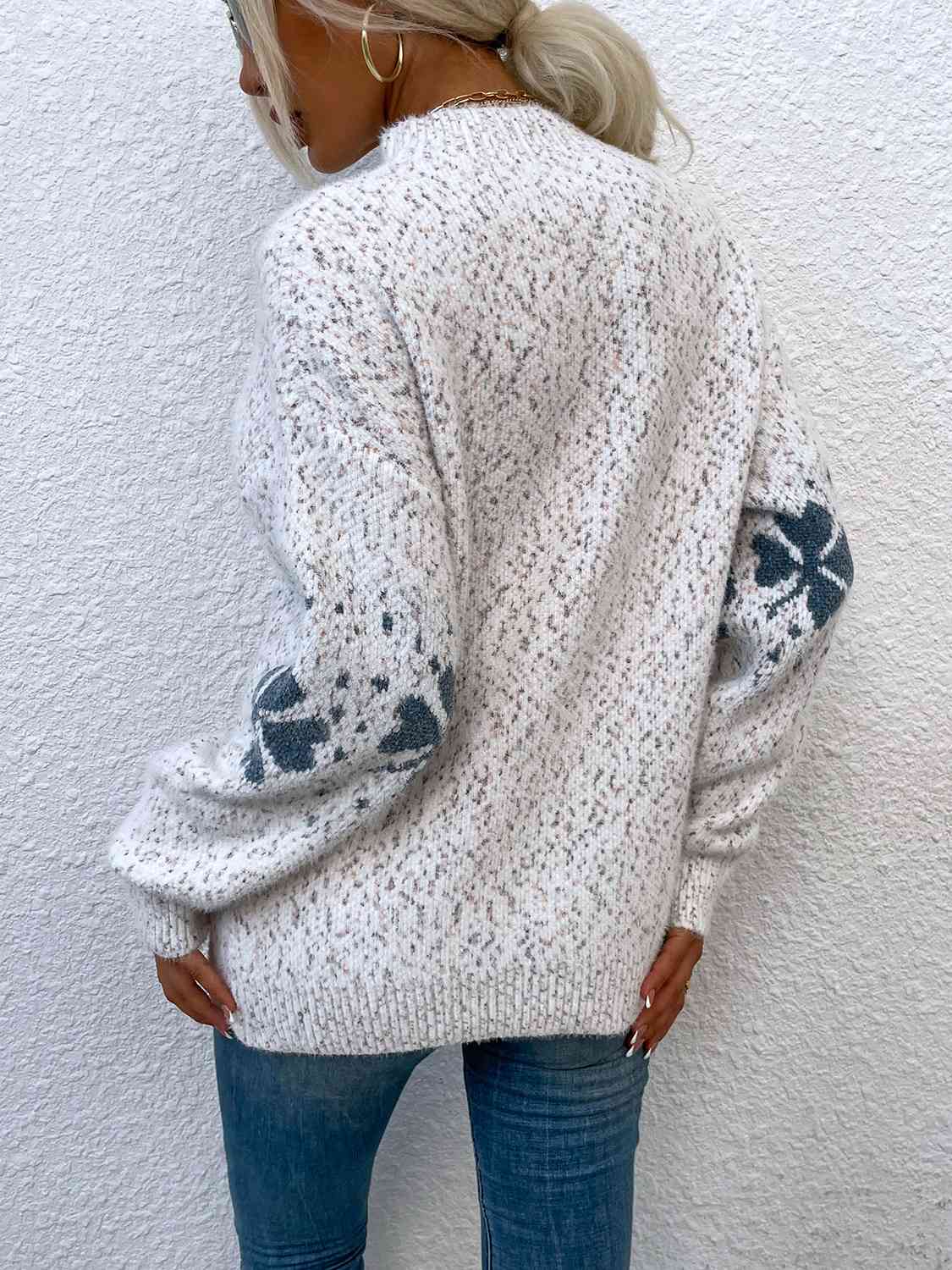 Four Leaf Clover Mock Neck Sweater - Deals DejaVu