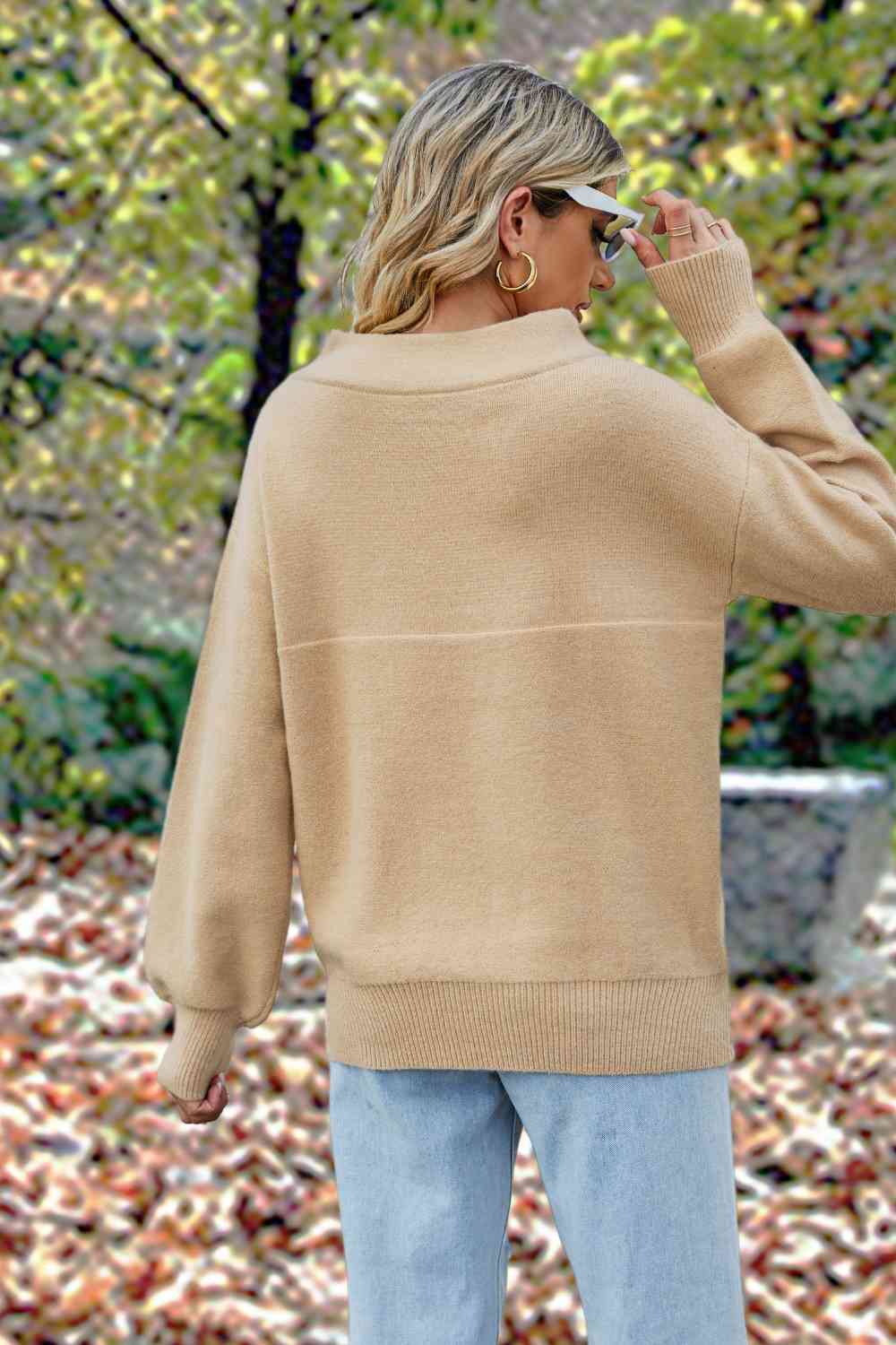 Off-Shoulder Dropped Shoulder Sweater - Deals DejaVu