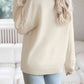 Cable-Knit Round Neck Drop Shoulder Sweater