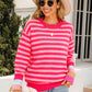 Warm Spice Striped Round Neck Sweater