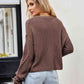 Cable-Knit Round Neck Dropped Shoulder Sweater - Deals DejaVu