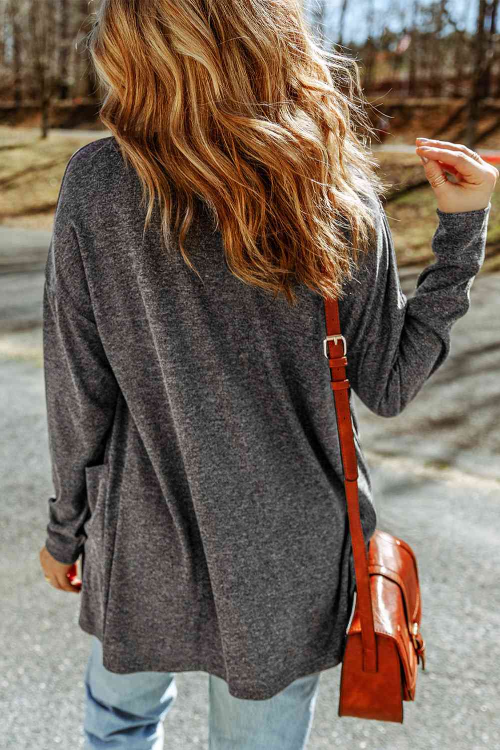 Long Sleeve Dropped Shoulder Cardigan with Pocket - Deals DejaVu