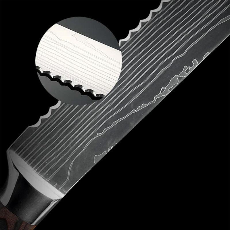 1-10PCS kitchen knives Set Laser Damascus pattern chef knife Sharp