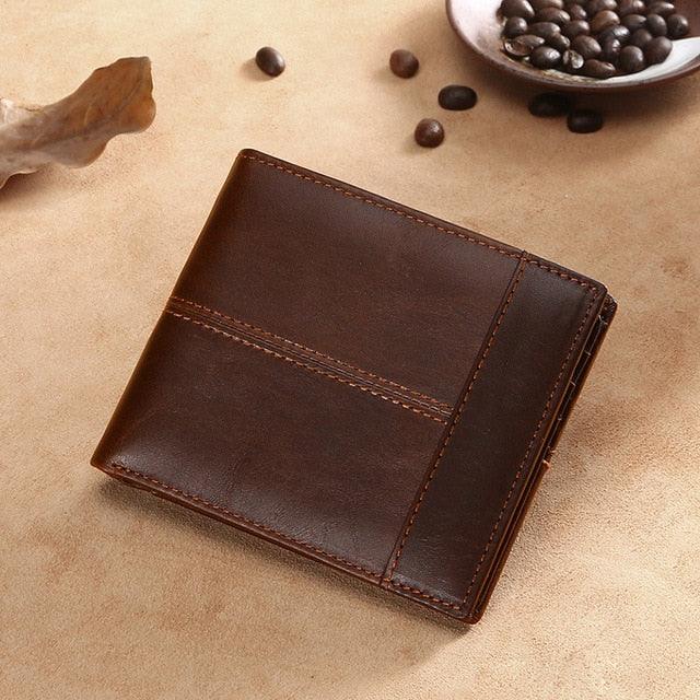 Great Vintage Wax Leather Money Clip - Anti-Theft Retro Short Wallet (2U17)