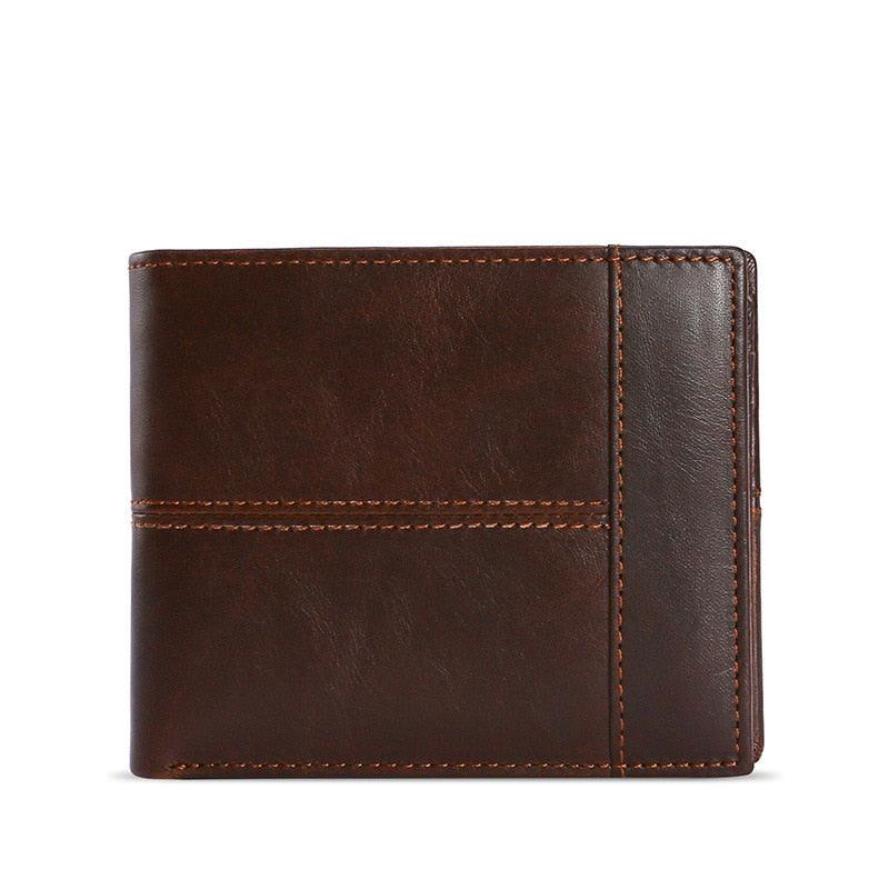 Great Vintage Wax Leather Money Clip - Anti-Theft Retro Short Wallet (2U17)