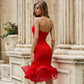 Amazing Gorgeous New Summer Women Bandage Mermaid Dress - Sexy Red - Strapless Ruffles Fashion Party Dress (D30)(BWD)(WSO4)(BCD1)