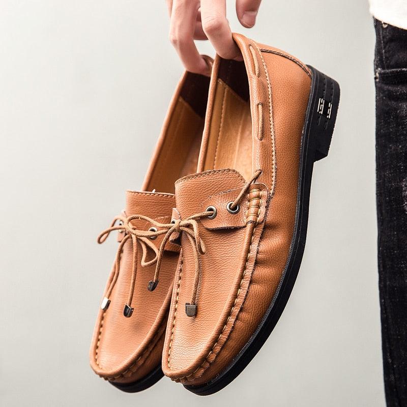 Great Genuine Leather Men Boat Shoes - Driving Shoes - Classic Men's Leather Casual Shoes (D12)(MSC5)