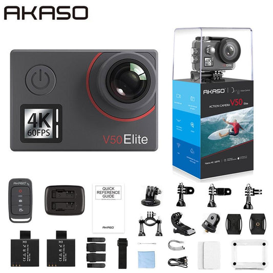 AKASO V50 Elite Native 4K/60fps 20MP Ultra HD 4K Action Camera Sport WiFi Touch Screen Voice Control EIS 40m Waterproof Camera (MC6)(1U54)