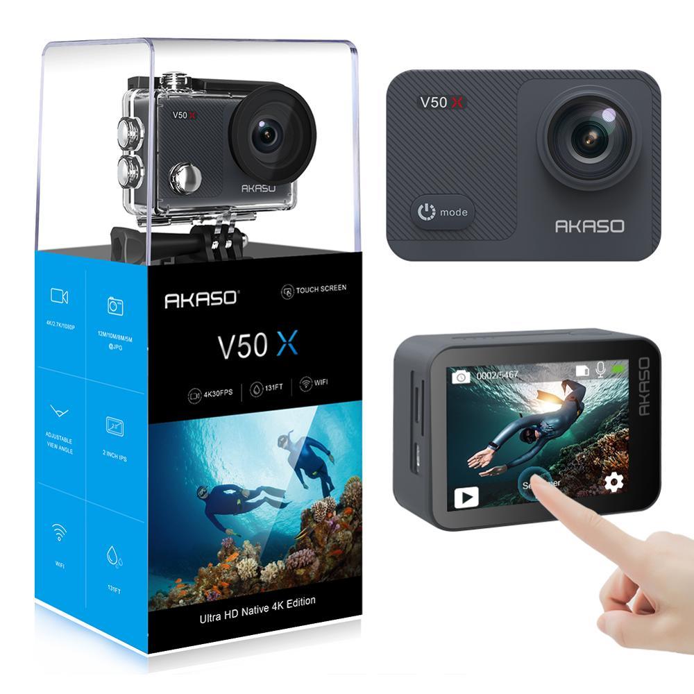 V50X WiFi Action Camera - Native 4K30fps Sport Camera with EIS -Touch Screen Adjustable View Angle 131 feet Waterproof Camera (MC6)(1U54)