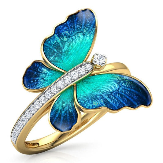 Amazing Gorgeous Butterfly Design Women Ring - Crystal Party Rings Jewelry (2U81)