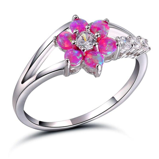 Gorgeous Natural Stone Women Rings - Cute/Romantic Zircon Flower Shaped Rings (2U81)