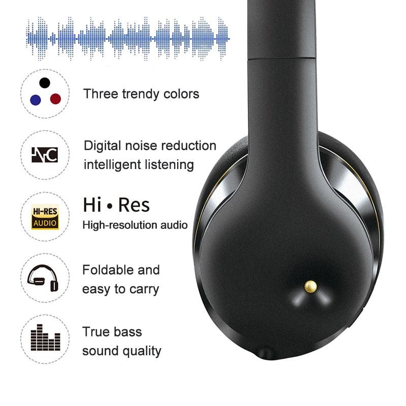 Great Bluetooth Headphones Active Noise Cancelling Wireless Headset Foldable Hifi Deep Bass Earphones with Microphone (AH2)(RS8)(F49)