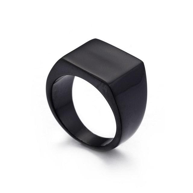 Cool Simple Men Ring - Black Gold Color Stainless Steel Men's Rings (MJ1)(F83)