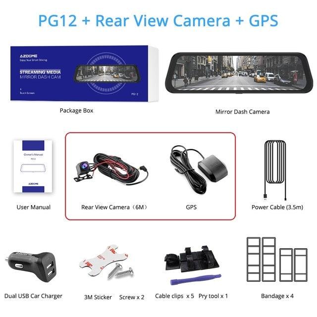 Car Dvr Rearview Mirror Dash Cam 10" Full-Screen Touching Streaming Media Dash camera 1296P Dual Lens Night Vision (CT3)