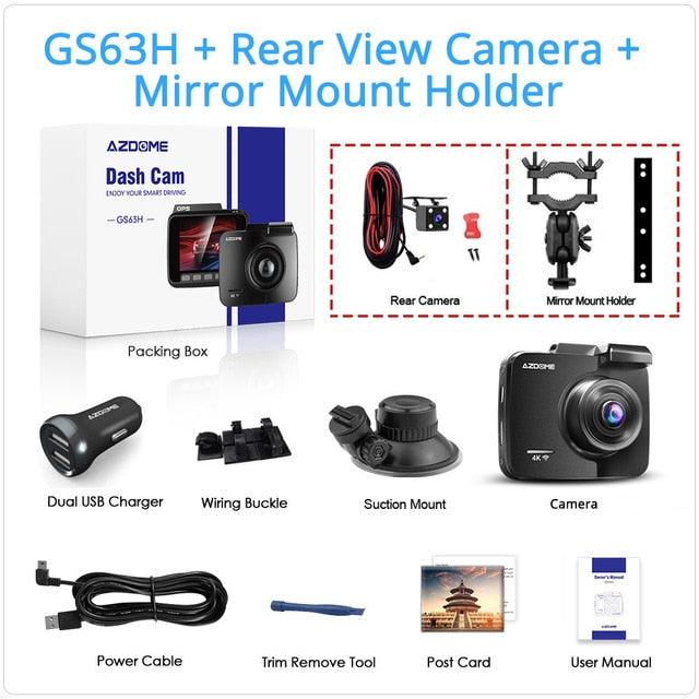 GS63H Built in GPS WiFi Dual Lens FHD 1080P Front + VGA Rear Camera - Car DVR Recorder 4K 2160P (CT3)(CT4)(1U60)