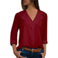 Gorgeous Blouse - Long Sleeve Double V-neck Women Tops -Solid Office Shirt (TB1)