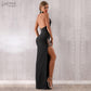 New Summer Black Bandage Dress - Sexy Sleeveless Halter Hollow Out Maxi Club Dress (BWD)(WS06)