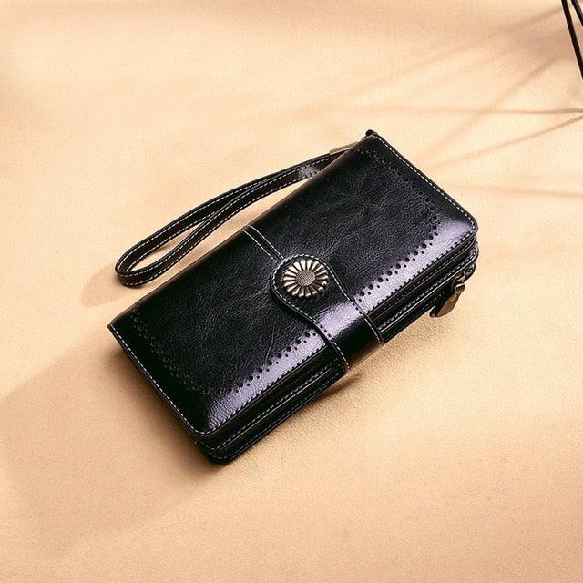 Beautiful Hollow Women Clutch Leather Wallet - Zipper Purse Strap Money Bag (WH5)(WH1)(F43)