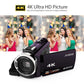 Great 4K Camcorder 1080P 48MP WiFi Digital Video Camera with 0.39X Wide Angle Macro Lens+Microphone+LED Video Light+Camera Bag (D54)(MC4)
