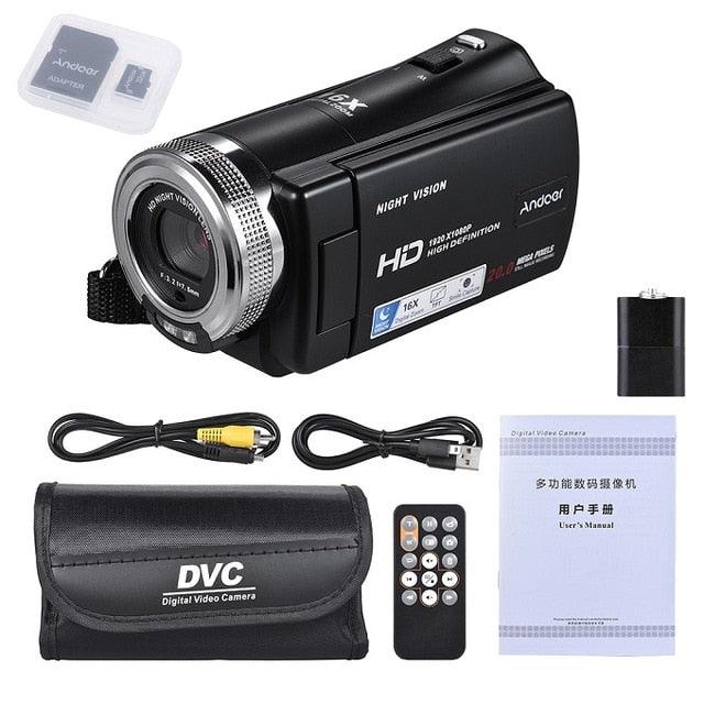 Great V12 Video Camera 1080P Full HD 16X Digital Zoom Recording Camcorder w/3.0 Inch Rotatable LCD Screen Support Night Vision (MC4)(F54)