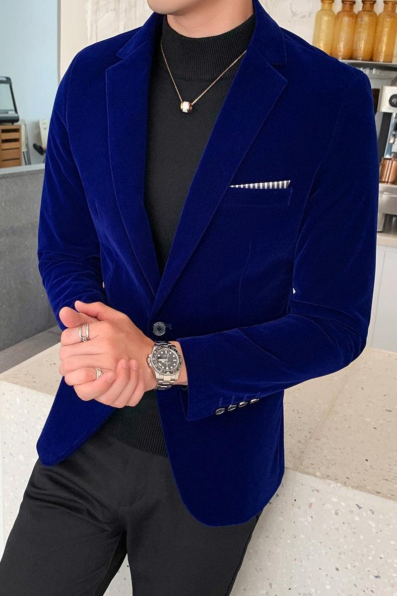 Great Velvet Wedding Coat - Men's Blazer Jacket - Fashion Casual Suit Jacket (T2M)(CC5)(F8)(F11)(F10)