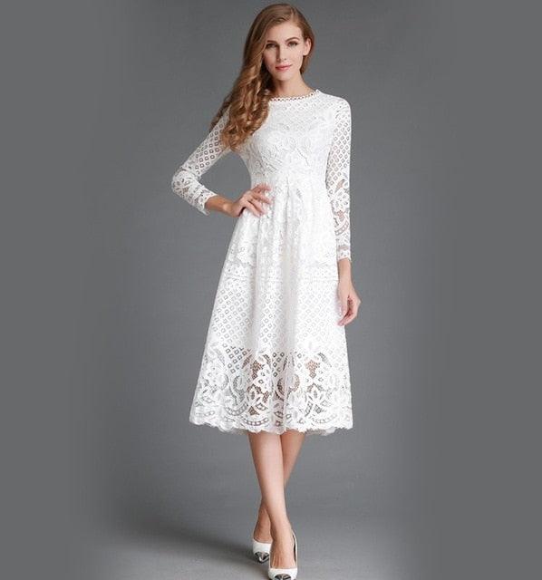 Beautiful Autumn Dress - Sexy Elegant Long White Lace Dress Deals DejaVu Beautiful Autumn Dress - Sexy Elegant Long White Lace Dress Deals DejaVu