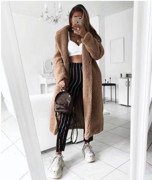 Amazing Autumn Winter Coat - Women Casual Loose Solid Long Teddy Coat - Plus Size Thick Faux Fur Jackets Coats (TB8A)(F23)