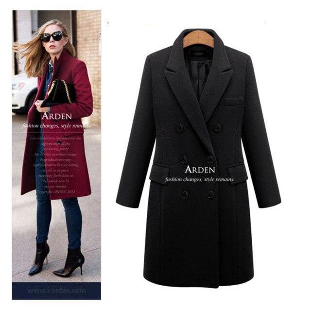 Trending Autumn Winter Coat - Women Casual Wool Solid Jackets - Blazers Female Elegant Double Breasted Long Coat (TB8B)(TB8A)(TP3)(F20)(F23)