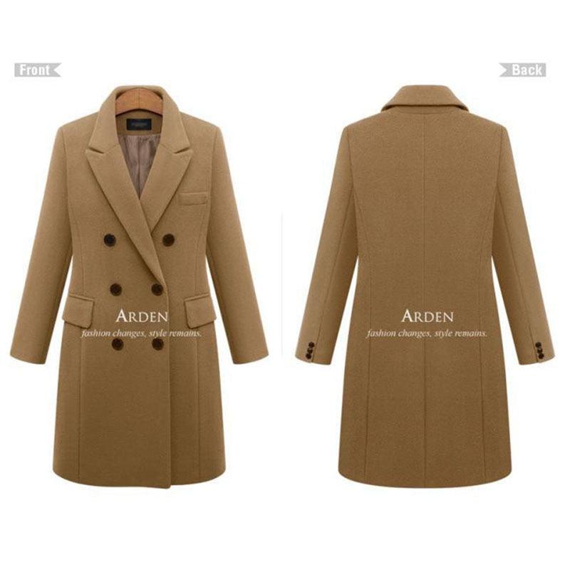 Trending Autumn Winter Coat - Women Casual Wool Solid Jackets - Blazers Female Elegant Double Breasted Long Coat (TB8B)(TB8A)(TP3)(F20)(F23)