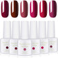 Gel Nail Polish Set, Red Series 6 Colors UV LED Soak Off Nail Gel Kit, Burgundy Ruby Wine Maroon Raspberry Color (N1)(1U85)