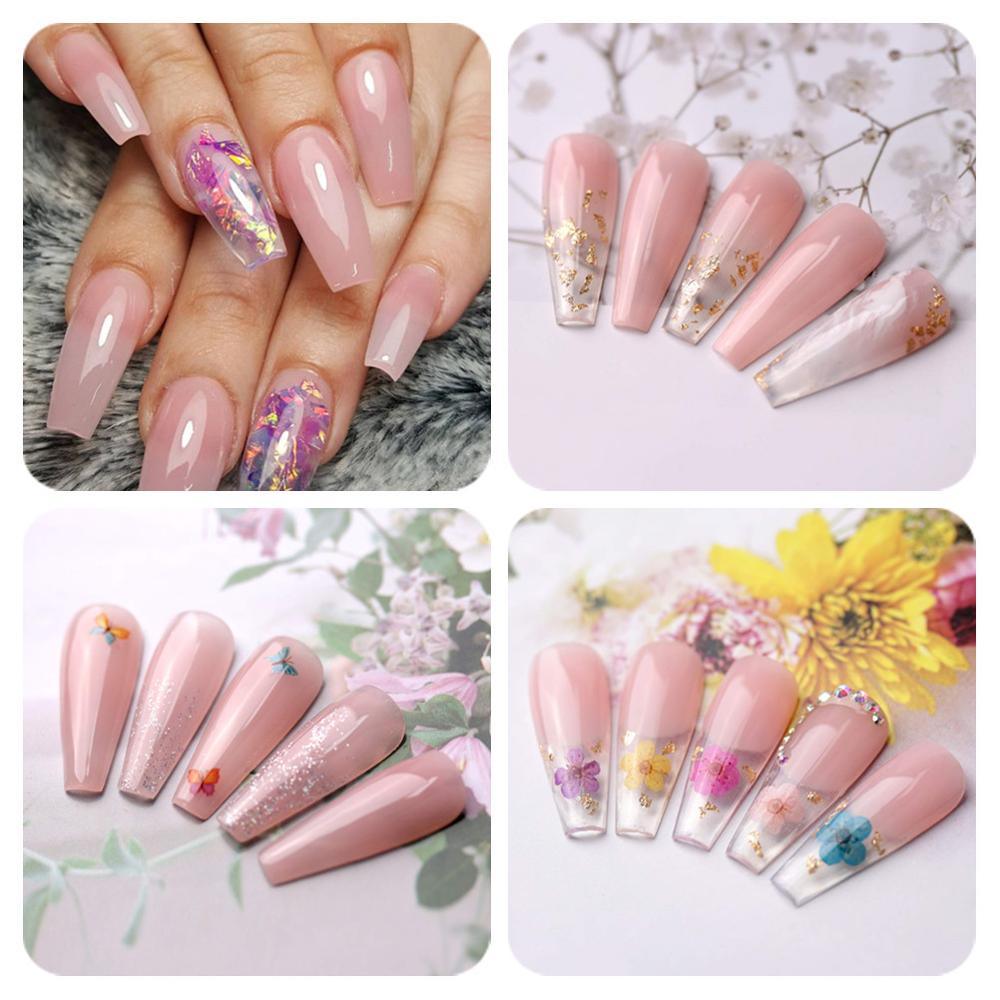 Poly Nail Extension Gel Kit, 15ml Nail Enhancement Builder Set with LED Lamp All-in-One Pink Clear Color (D85)(N3)(1U85)
