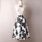 Women Peach Floral Print Elastic High Waist Pleated Skirt - Long Midi Skater Skirt - Spring New Summer Clothes (TB7)(TP6)