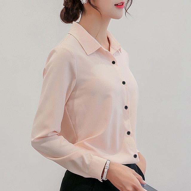 Amazing Women Chiffon Office Career Shirts Tops - Fashion Casual Long Sleeve Blouses (TB4)(BCD2)